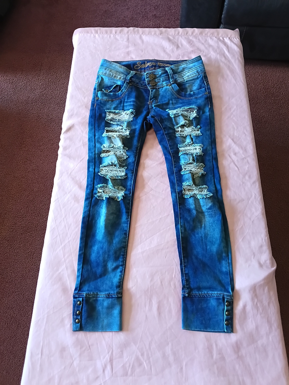 Salvage Elite Women's Skinny Distressed Blue Jeans Size 5/6